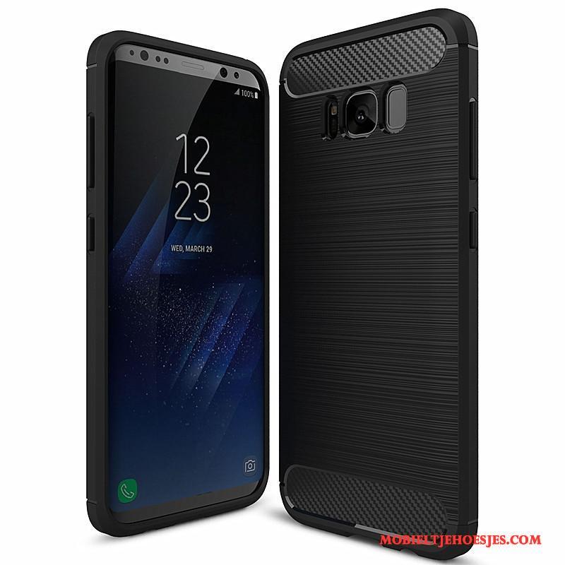 Samsung Galaxy S8 Siliconen Fiber Bescherming Donkerblauw Zacht Hoes Hoesje Telefoon