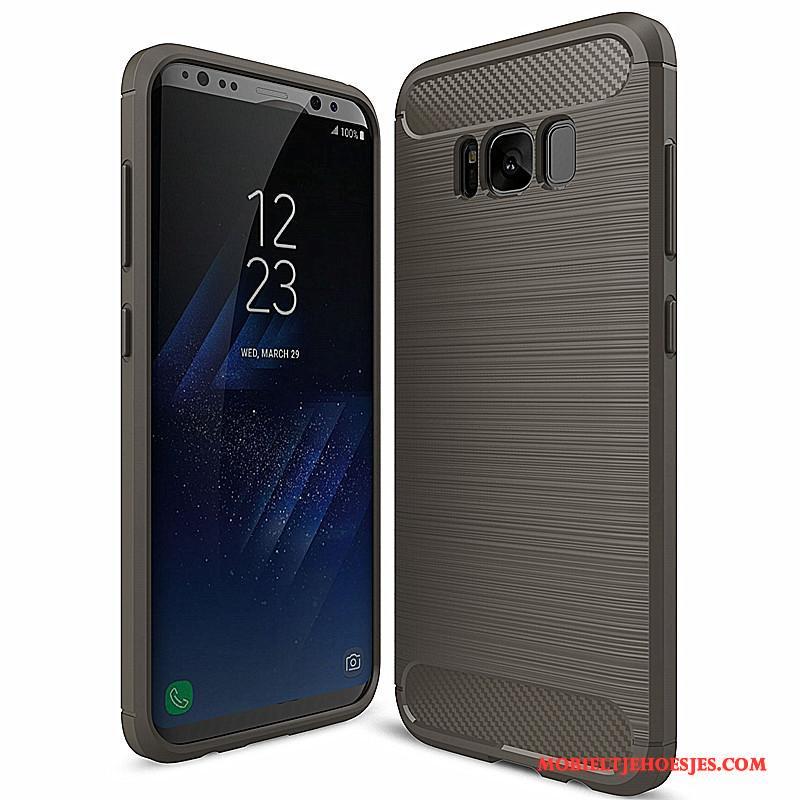 Samsung Galaxy S8 Siliconen Fiber Bescherming Donkerblauw Zacht Hoes Hoesje Telefoon