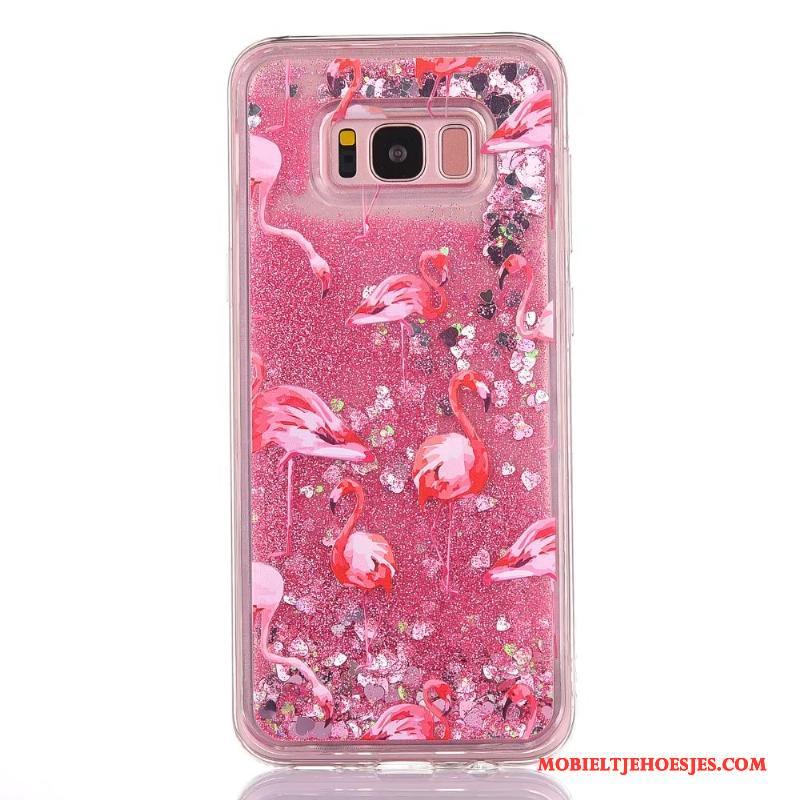 Samsung Galaxy S8 Spotprent Roze Drijfzand Hoes Hoesje Telefoon Scheppend Zacht
