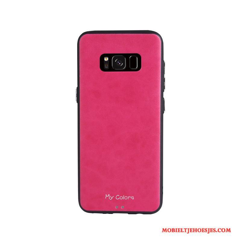 Samsung Galaxy S8 Ster Hoesje Telefoon Bedrijf Rood Zacht Bescherming Kunstleer