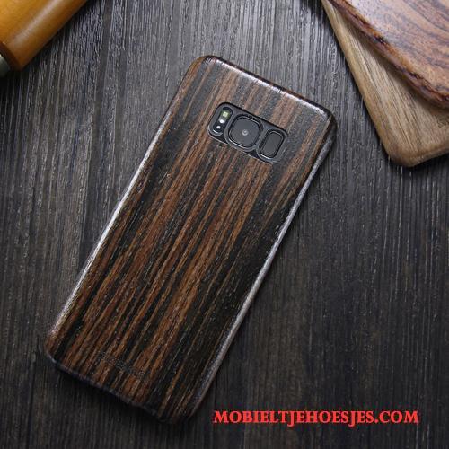 Samsung Galaxy S8+ Trendy Merk Hoesje Telefoon Ster Zwart Dun Bescherming Massief Hout