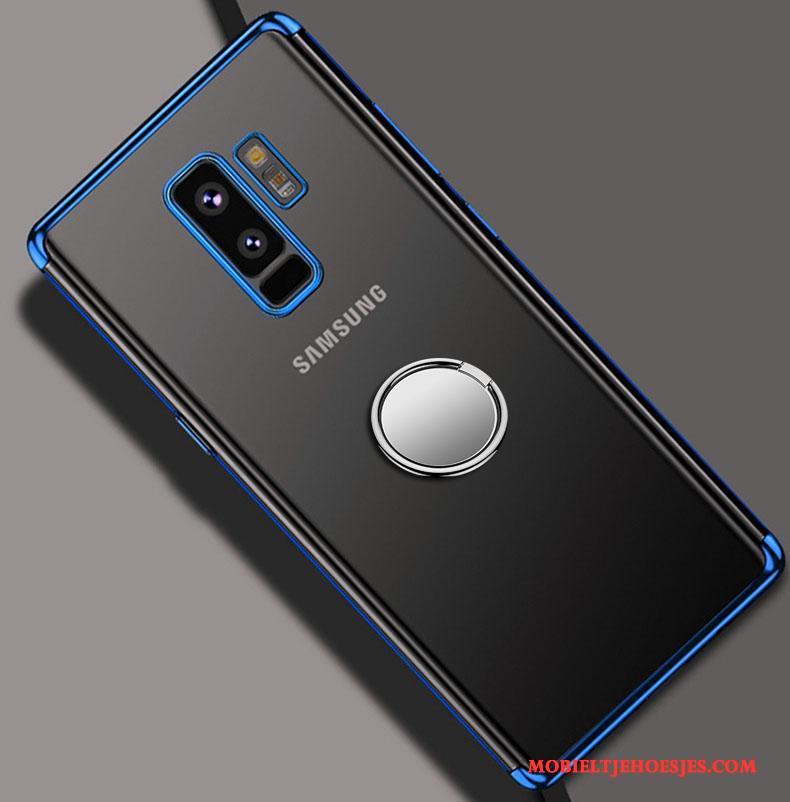 Samsung Galaxy S9+ Bescherming Hoesje Telefoon Magnetisch Ondersteuning Doorzichtig Rood Siliconen
