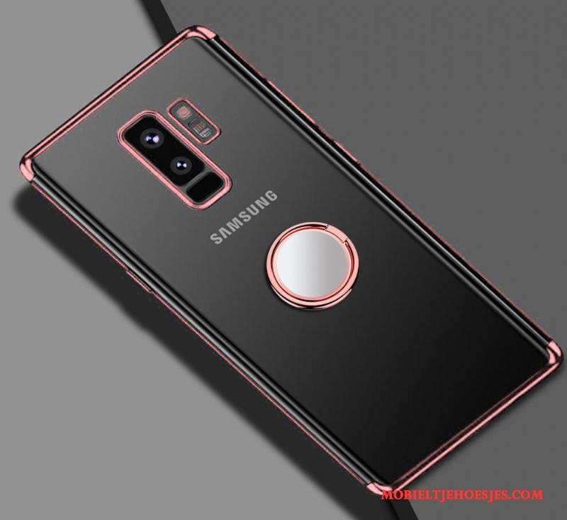 Samsung Galaxy S9+ Bescherming Hoesje Telefoon Magnetisch Ondersteuning Doorzichtig Rood Siliconen