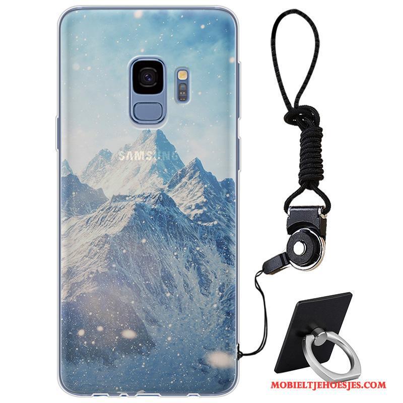 Samsung Galaxy S9 Eenvoudige Zacht Hoesje Telefoon Siliconen Trendy Merk Blauw Elegante