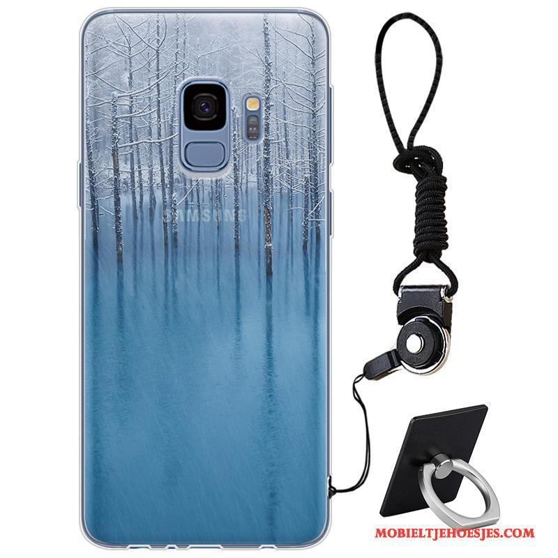 Samsung Galaxy S9 Eenvoudige Zacht Hoesje Telefoon Siliconen Trendy Merk Blauw Elegante