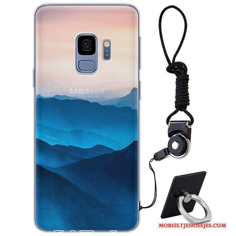 Samsung Galaxy S9 Eenvoudige Zacht Hoesje Telefoon Siliconen Trendy Merk Blauw Elegante