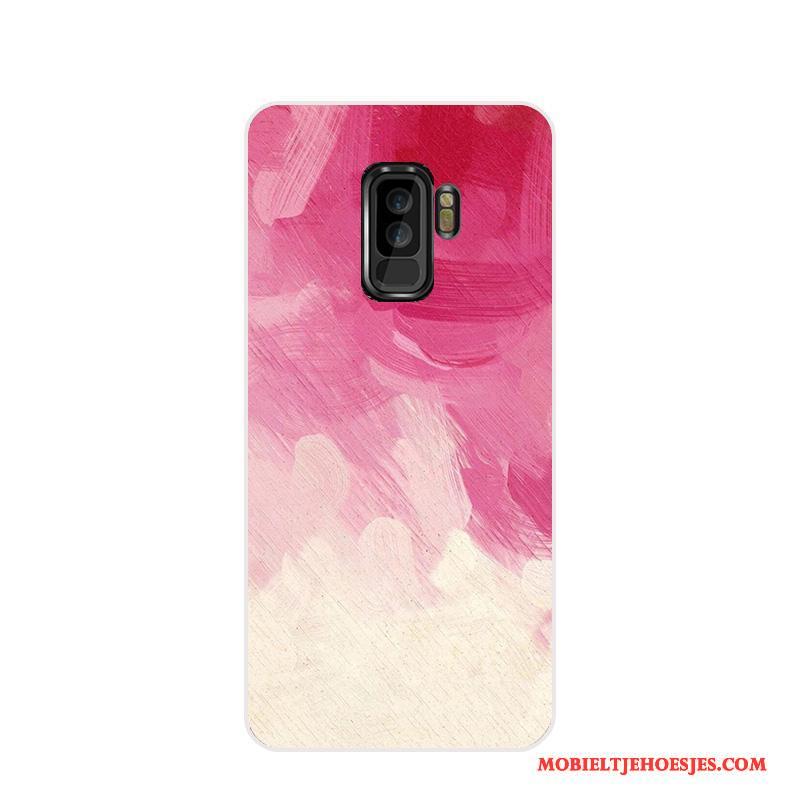 Samsung Galaxy S9+ Hoesje Telefoon Dun Fiber Roze Bescherming Ster