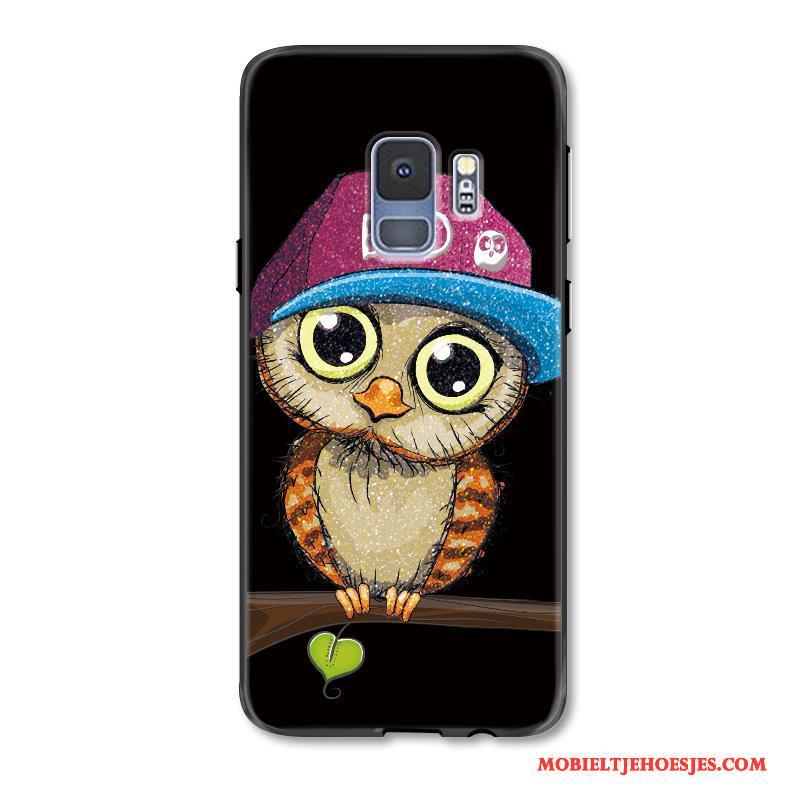 Samsung Galaxy S9 Hoesje Telefoon Kat Mooie Lovers Reliëf Zwart Bescherming