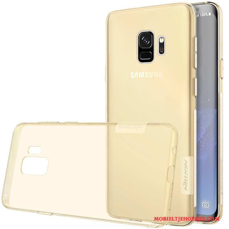 Samsung Galaxy S9+ Hoesje Zacht All Inclusive Grijs Hoes Doorzichtig Ster Goud