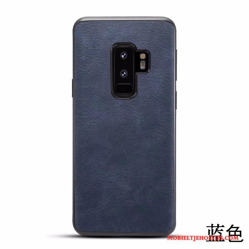 Samsung Galaxy S9+ Patroon Leer Bescherming All Inclusive Ster Blauw Hoesje