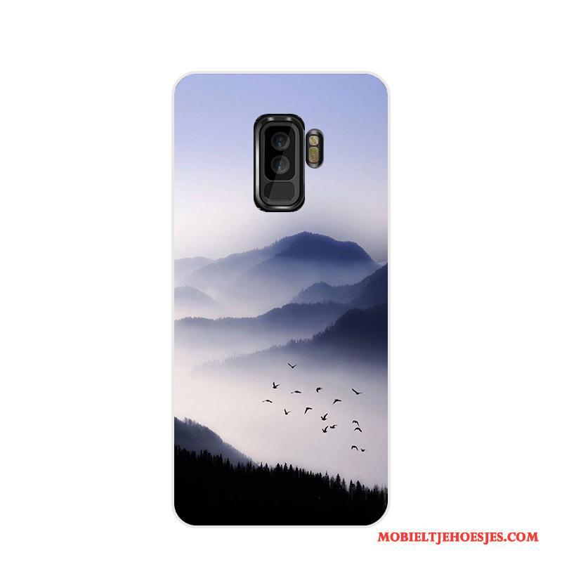 Samsung Galaxy S9+ Scheppend Landschap Hoesje Telefoon Lichtblauw Zacht Dun Kunst