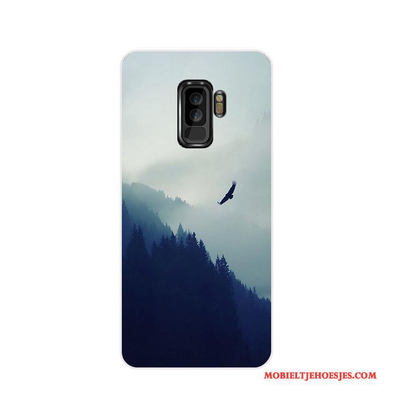 Samsung Galaxy S9+ Scheppend Landschap Hoesje Telefoon Lichtblauw Zacht Dun Kunst