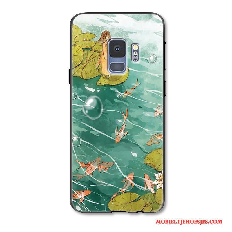 Samsung Galaxy S9+ Scheppend Reliëf All Inclusive Grijs Hoesje Telefoon Anti-fall Chinese Stijl