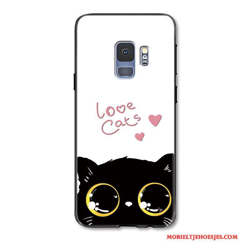 Samsung Galaxy S9 Ster Spotprent Geschilderd Hoesje Telefoon Kat Zwart Lovers