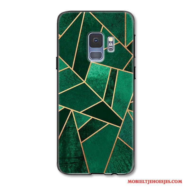 Samsung Galaxy S9 Wit Geometrie Reliëf Eenvoudige Ster Hoes Hoesje Telefoon