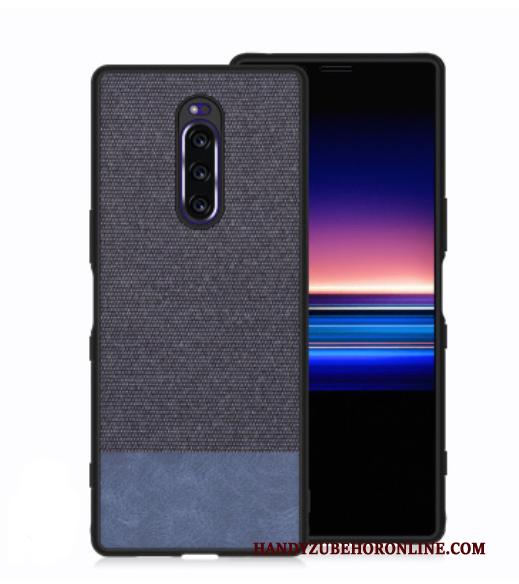 Sony Xperia 1 Hard Hoesje Telefoon Doek Leer Zacht Canvas