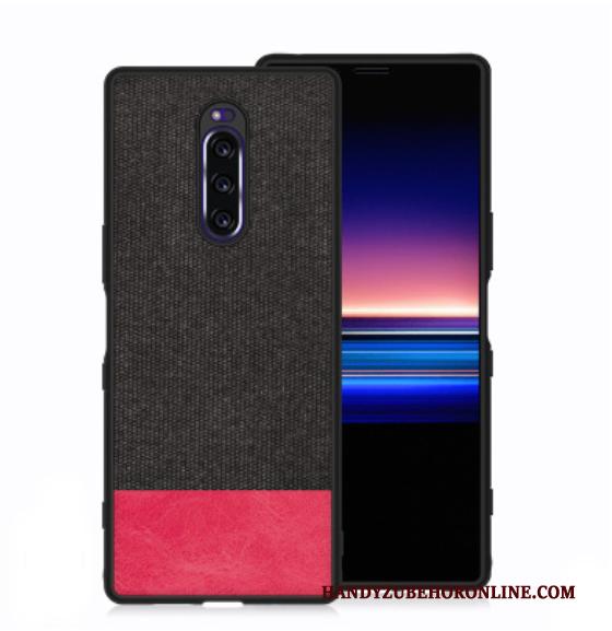 Sony Xperia 1 Hard Hoesje Telefoon Doek Leer Zacht Canvas