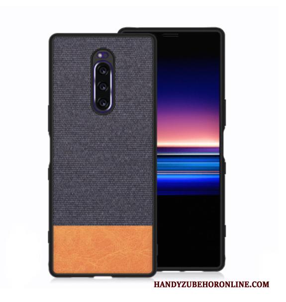 Sony Xperia 1 Hard Hoesje Telefoon Doek Leer Zacht Canvas