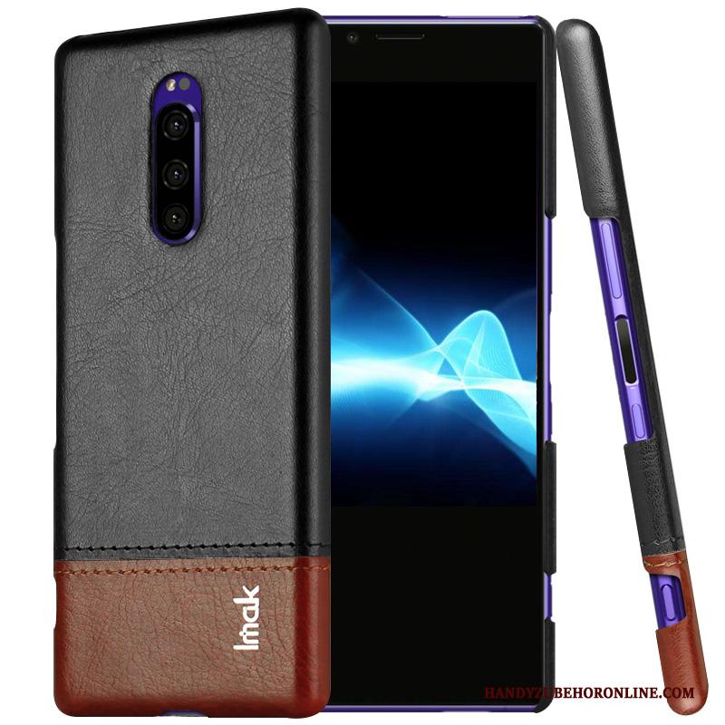 Sony Xperia 1 Hoesje Denim Bescherming Schrobben Hard Ondersteuning Purper Hoes