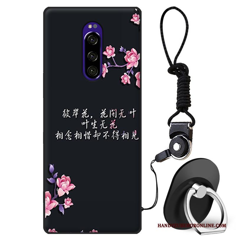 Sony Xperia 1 Hoesje Telefoon Roze Zacht Siliconen Hanger Spotprent Bescherming