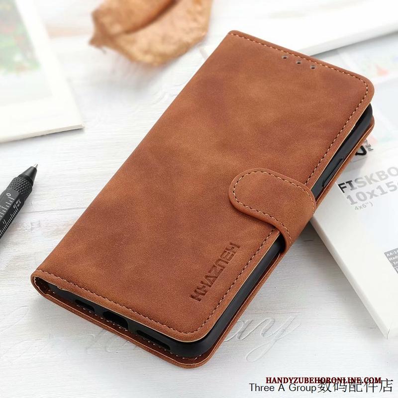 Sony Xperia 1 Ii Anti-fall Kaart Hoesje Telefoon Rood Folio Schrobben Leren Etui