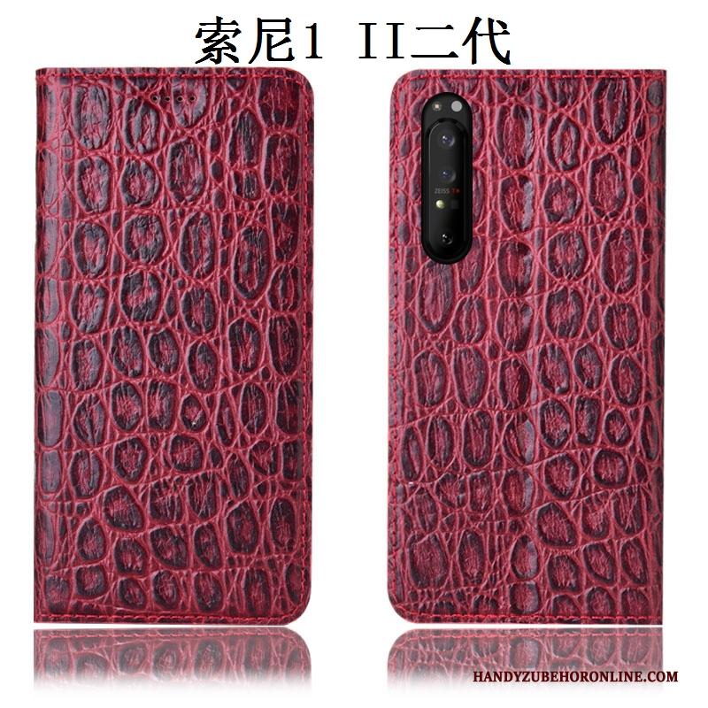 Sony Xperia 1 Ii Hoes Patroon Anti-fall Bescherming Zwart Folio Hoesje Telefoon