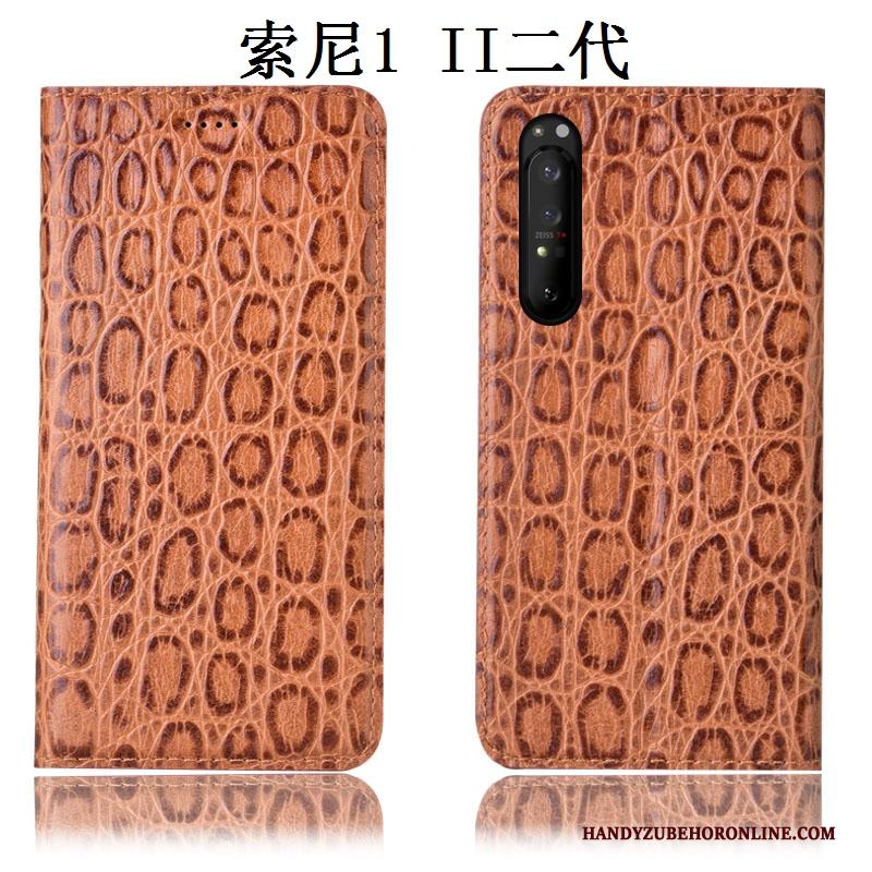 Sony Xperia 1 Ii Hoes Patroon Anti-fall Bescherming Zwart Folio Hoesje Telefoon