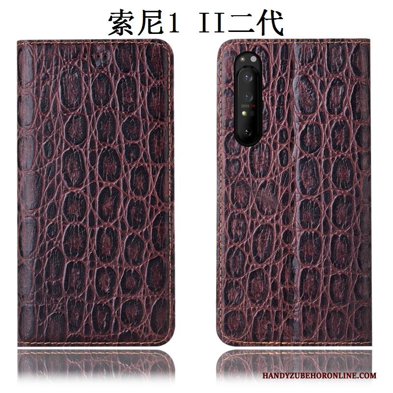 Sony Xperia 1 Ii Hoes Patroon Anti-fall Bescherming Zwart Folio Hoesje Telefoon