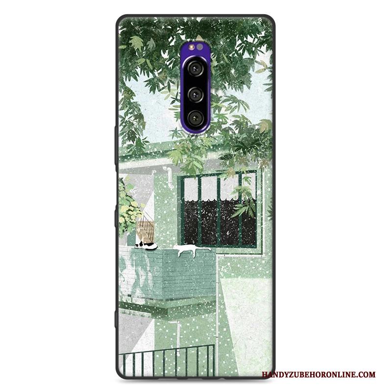 Sony Xperia 1 Siliconen Mini Hoesje Telefoon Anti-fall Kunst Groen Zacht