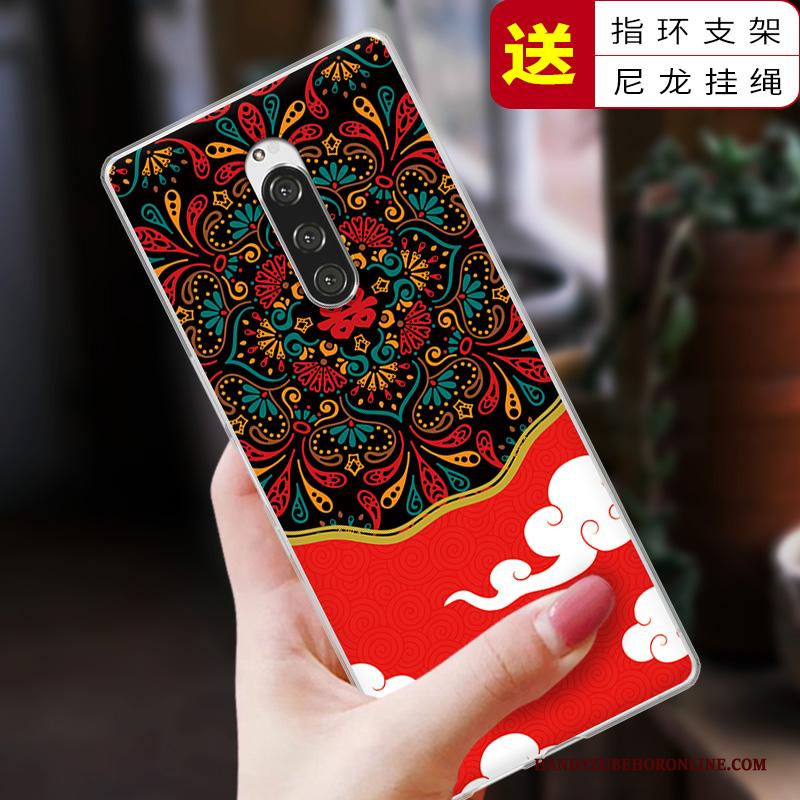 Sony Xperia 1 Zacht Bescherming Vintage Hoesje Telefoon Blauw Siliconen Chinese Stijl