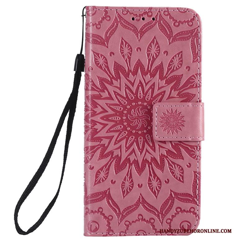 Sony Xperia 10 Hoesje Zacht Leren Etui Rose Goud Bloemen Bescherming Folio Anti-fall