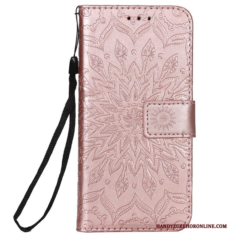 Sony Xperia 10 Hoesje Zacht Leren Etui Rose Goud Bloemen Bescherming Folio Anti-fall