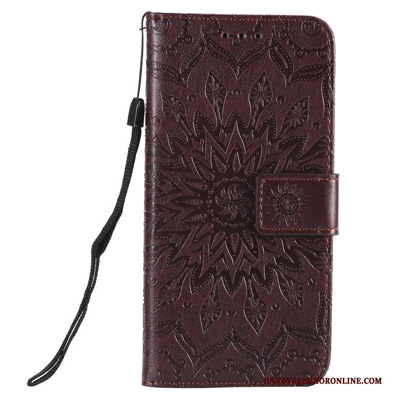 Sony Xperia 10 Hoesje Zacht Leren Etui Rose Goud Bloemen Bescherming Folio Anti-fall