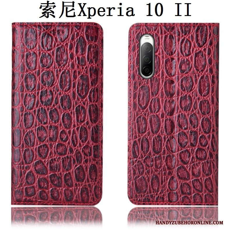 Sony Xperia 10 Ii Bescherming Hoes Anti-fall Leren Etui Zwart Hoesje Telefoon Folio