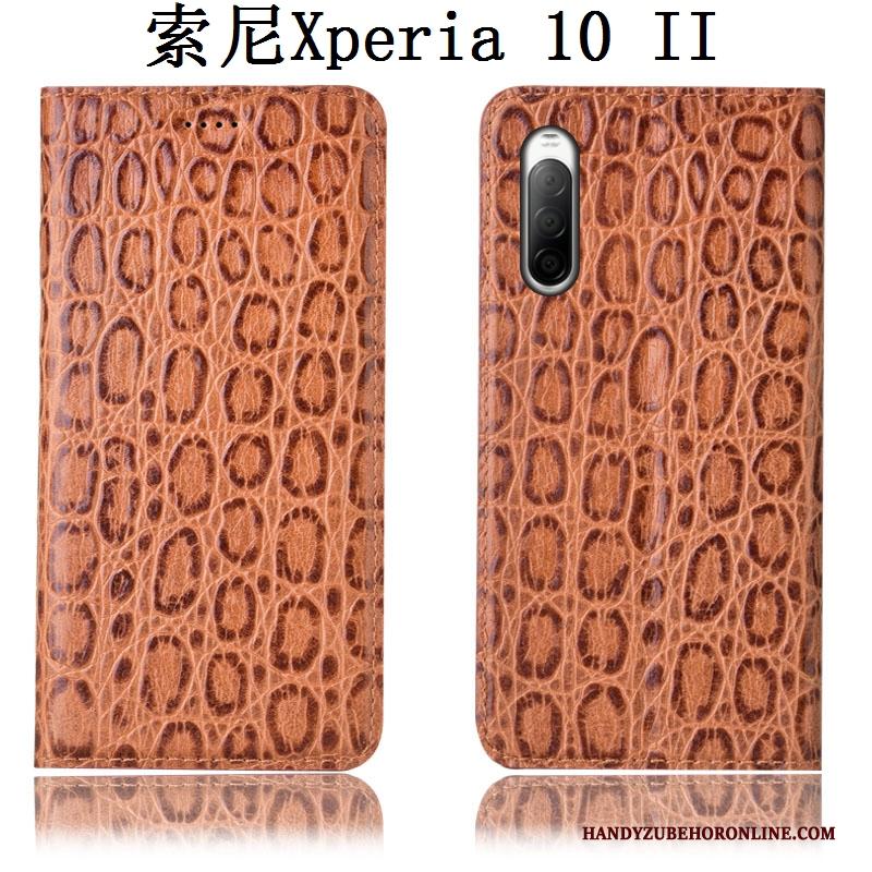 Sony Xperia 10 Ii Bescherming Hoes Anti-fall Leren Etui Zwart Hoesje Telefoon Folio