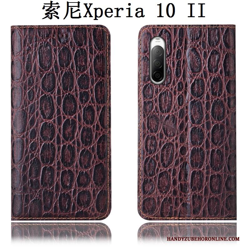 Sony Xperia 10 Ii Bescherming Hoes Anti-fall Leren Etui Zwart Hoesje Telefoon Folio