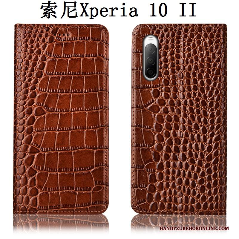 Sony Xperia 10 Ii Hoes Bescherming Anti-fall Leren Etui All Inclusive Hoesje Telefoon Zwart