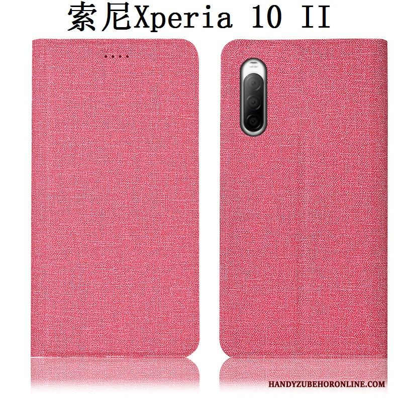 Sony Xperia 10 Ii Hoes Bescherming Folio Leren Etui Roze Hoesje Telefoon Anti-fall