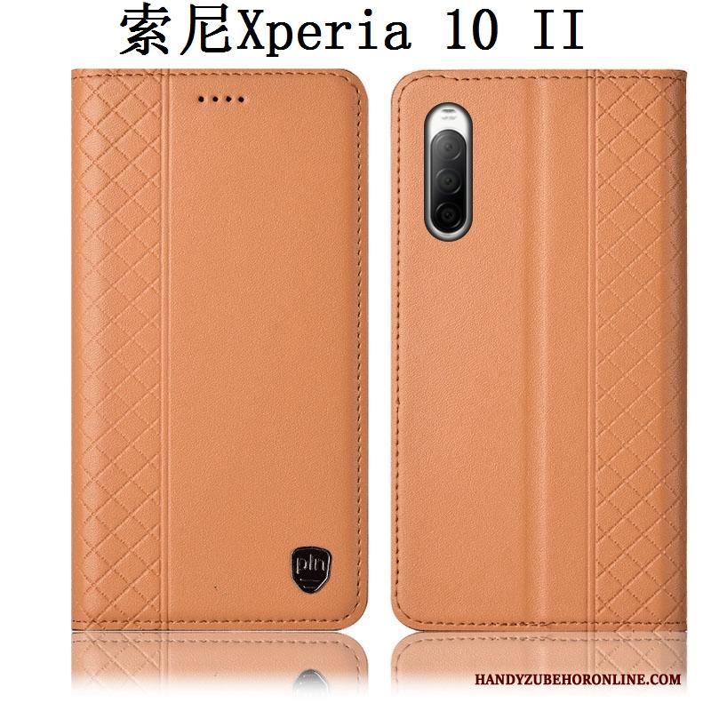 Sony Xperia 10 Ii Rood Bescherming Hoesje Telefoon Folio Anti-fall Leren Etui