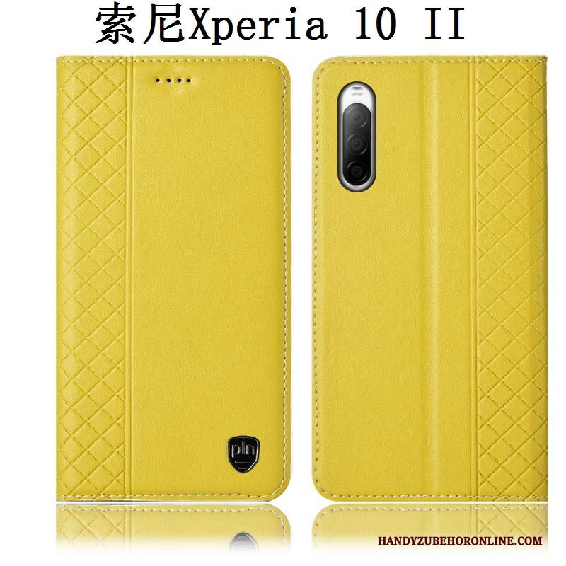 Sony Xperia 10 Ii Rood Bescherming Hoesje Telefoon Folio Anti-fall Leren Etui