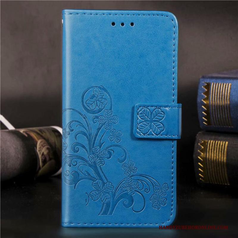 Sony Xperia 10 Leren Etui Kaart Clamshell Blauw Hoesje Telefoon
