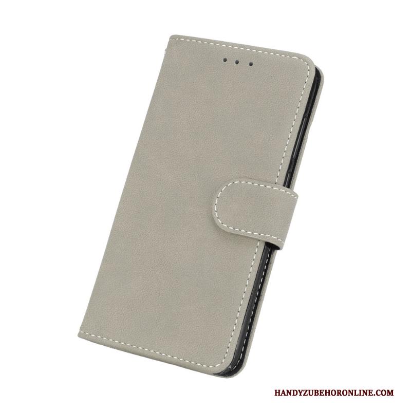 Sony Xperia 10 Plus Bescherming Hoesje Telefoon Clamshell Schrobben Zacht Vintage Leren Etui