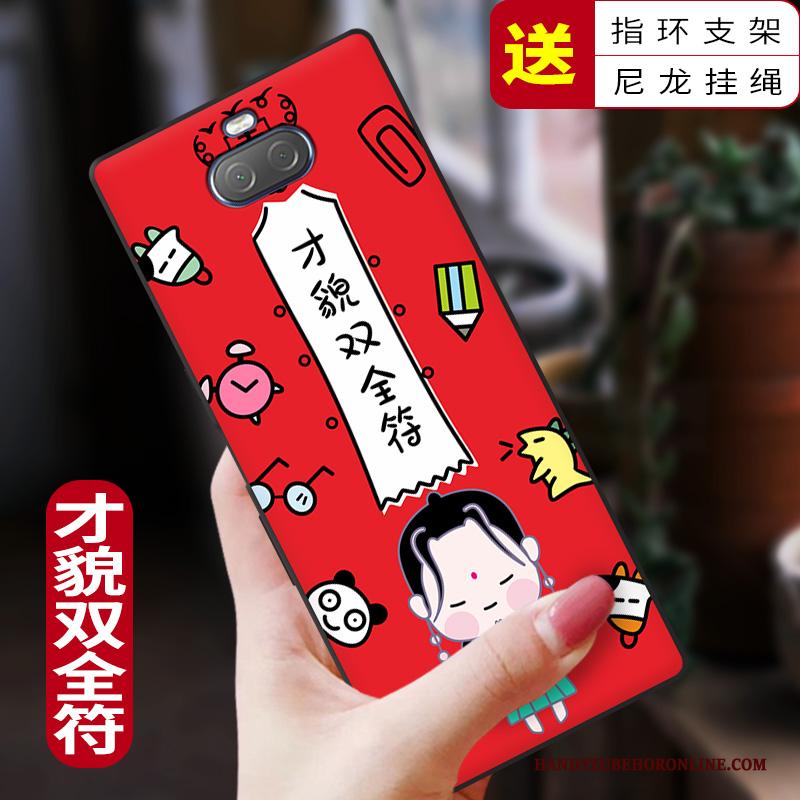 Sony Xperia 10 Plus Mode Rood Chinese Stijl Anti-fall Siliconen Bescherming Hoesje