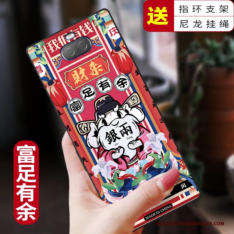 Sony Xperia 10 Plus Mode Rood Chinese Stijl Anti-fall Siliconen Bescherming Hoesje