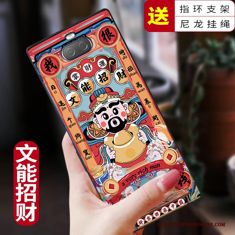 Sony Xperia 10 Plus Mode Rood Chinese Stijl Anti-fall Siliconen Bescherming Hoesje