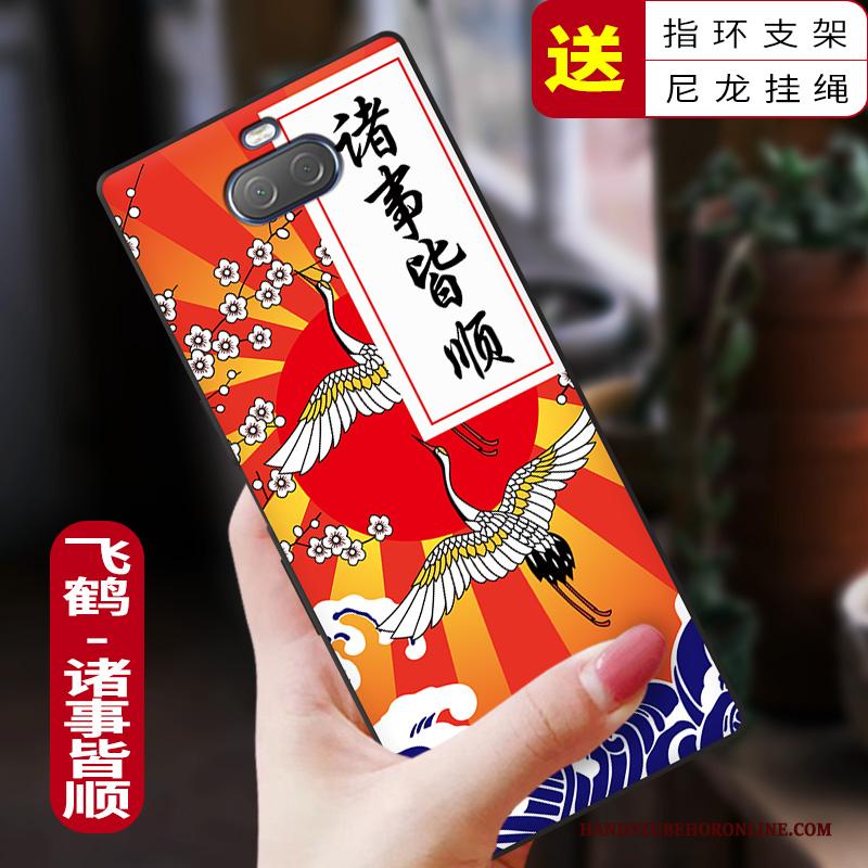 Sony Xperia 10 Plus Mode Rood Chinese Stijl Anti-fall Siliconen Bescherming Hoesje