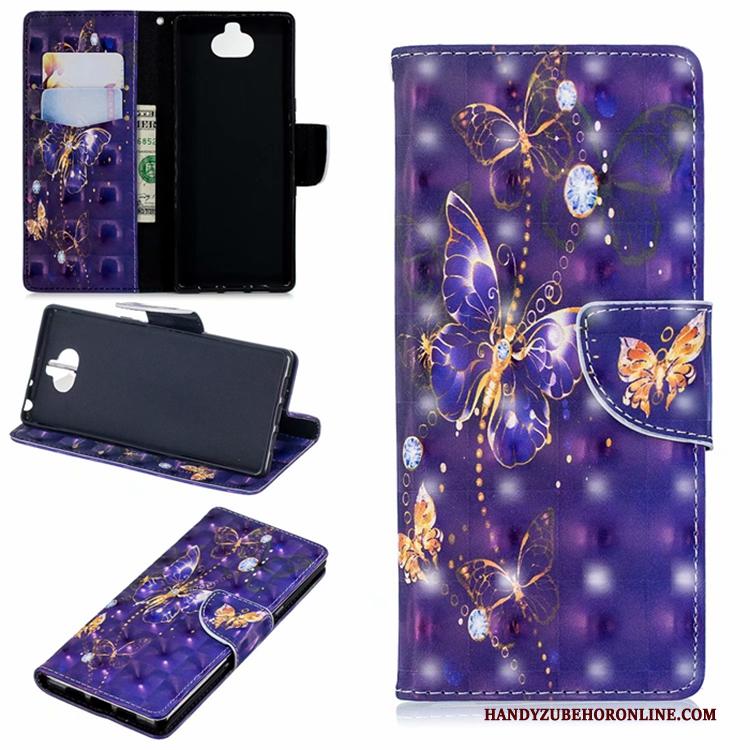 Sony Xperia 10 Purper Anti-fall Hoes Leren Etui Folio Hoesje Telefoon Bescherming