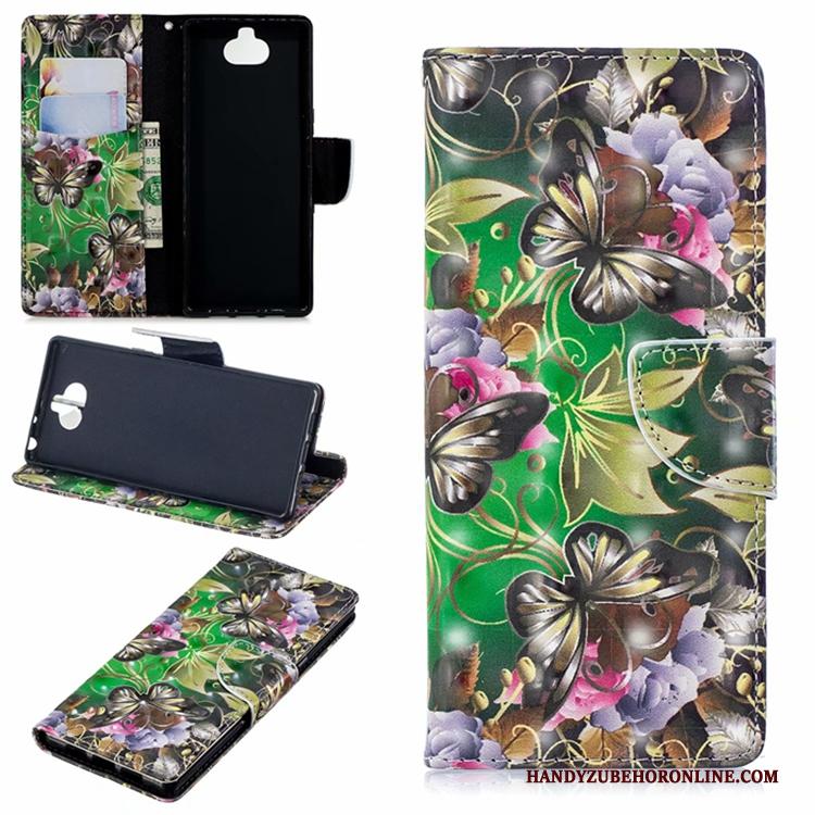 Sony Xperia 10 Purper Anti-fall Hoes Leren Etui Folio Hoesje Telefoon Bescherming