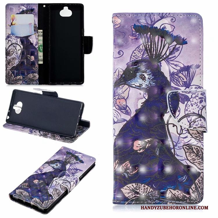 Sony Xperia 10 Purper Anti-fall Hoes Leren Etui Folio Hoesje Telefoon Bescherming