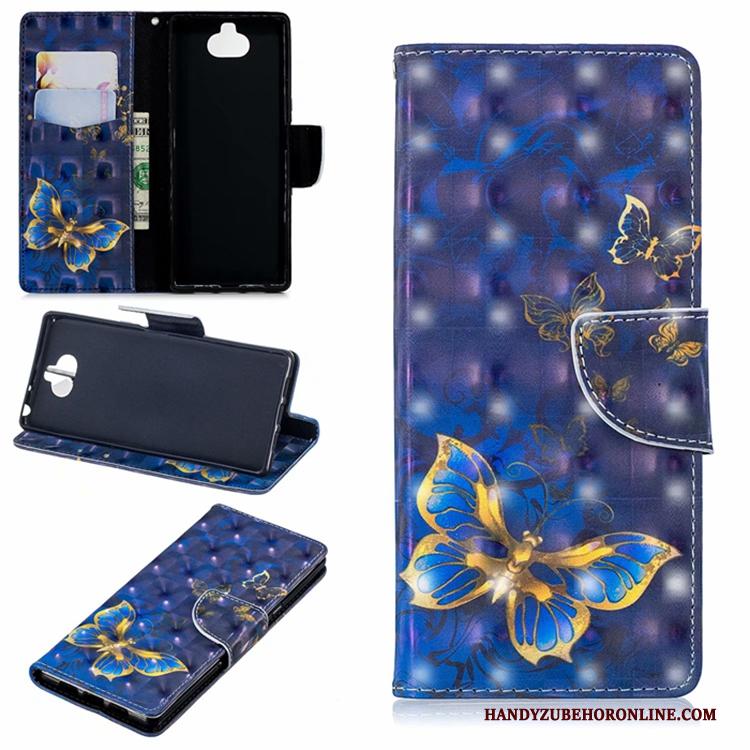 Sony Xperia 10 Purper Anti-fall Hoes Leren Etui Folio Hoesje Telefoon Bescherming